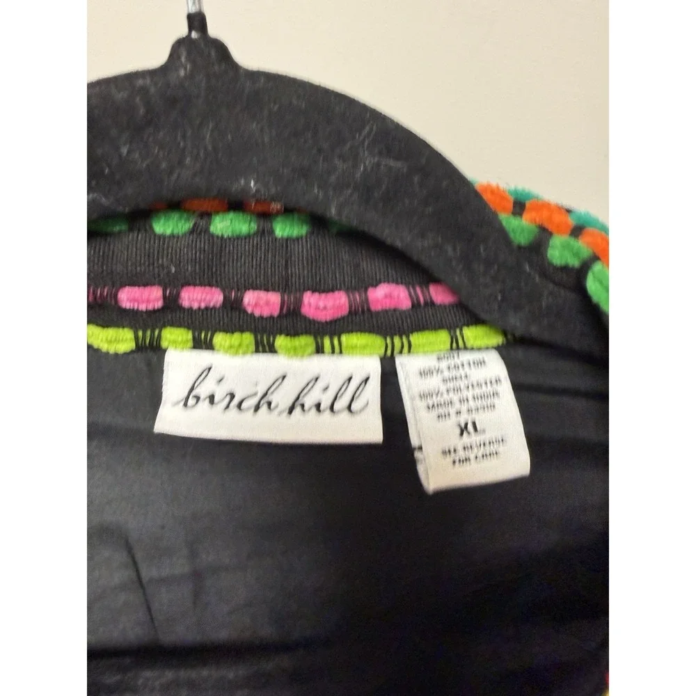 Birch Hill Textured Stripe Jacket Women XL Colorful Embroidered Blazer‎ - Picture 2 of 5